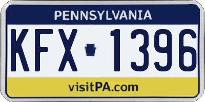 PA license plate KFX1396