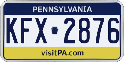 PA license plate KFX2876