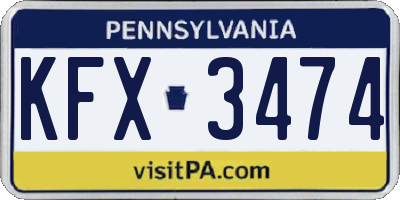 PA license plate KFX3474