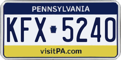 PA license plate KFX5240