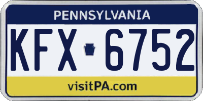 PA license plate KFX6752