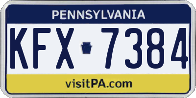 PA license plate KFX7384