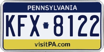 PA license plate KFX8122