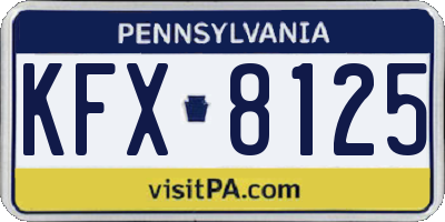 PA license plate KFX8125