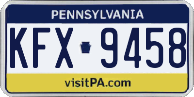 PA license plate KFX9458