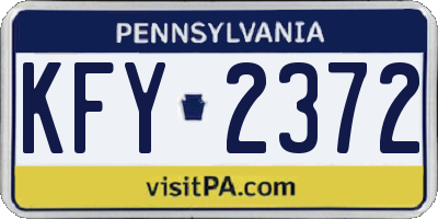 PA license plate KFY2372