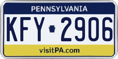 PA license plate KFY2906