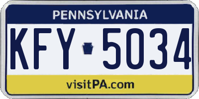 PA license plate KFY5034