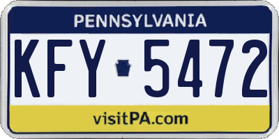 PA license plate KFY5472