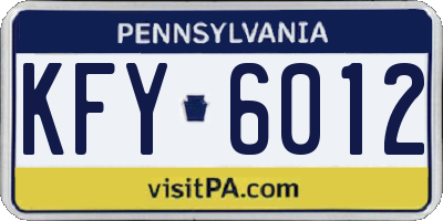 PA license plate KFY6012