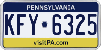 PA license plate KFY6325