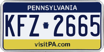 PA license plate KFZ2665