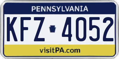 PA license plate KFZ4052