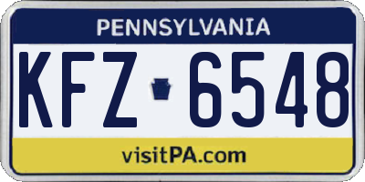 PA license plate KFZ6548