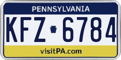 PA license plate KFZ6784