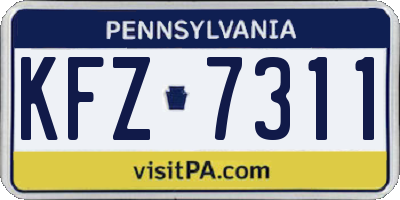 PA license plate KFZ7311