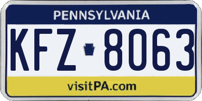 PA license plate KFZ8063