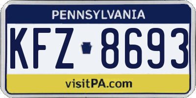 PA license plate KFZ8693