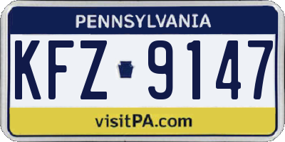 PA license plate KFZ9147