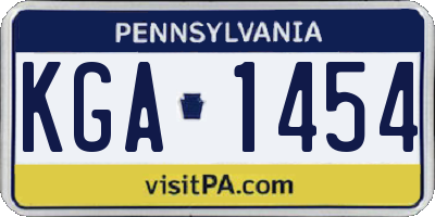 PA license plate KGA1454