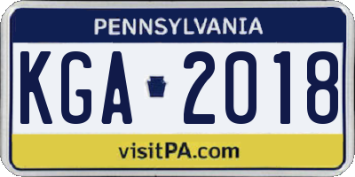PA license plate KGA2018