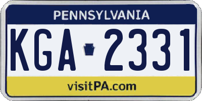 PA license plate KGA2331