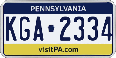PA license plate KGA2334