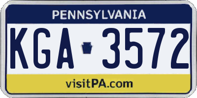 PA license plate KGA3572
