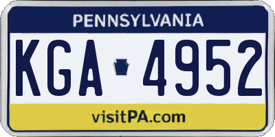 PA license plate KGA4952