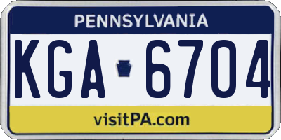 PA license plate KGA6704