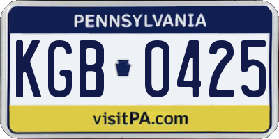 PA license plate KGB0425