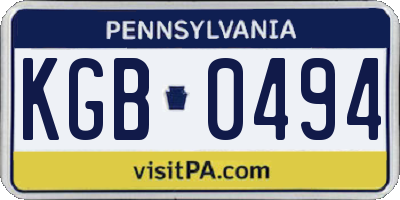 PA license plate KGB0494