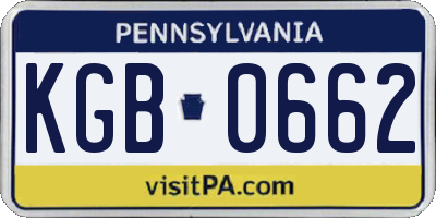 PA license plate KGB0662