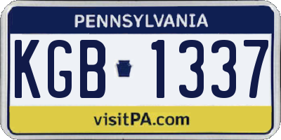 PA license plate KGB1337