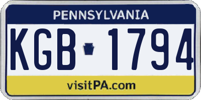 PA license plate KGB1794