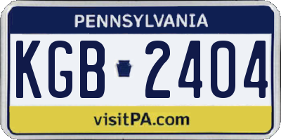 PA license plate KGB2404