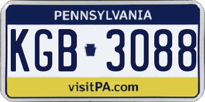 PA license plate KGB3088