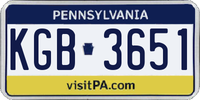 PA license plate KGB3651