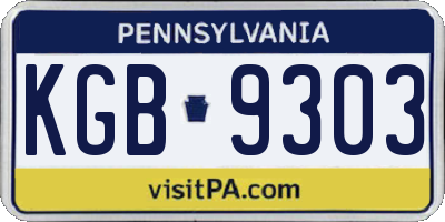 PA license plate KGB9303