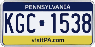 PA license plate KGC1538