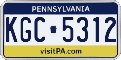 PA license plate KGC5312