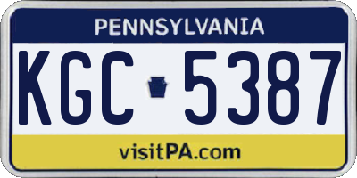 PA license plate KGC5387