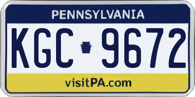 PA license plate KGC9672