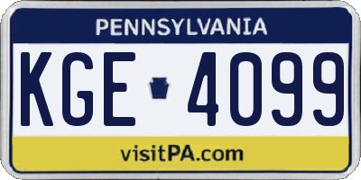 PA license plate KGE4099