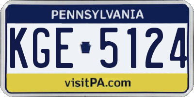 PA license plate KGE5124
