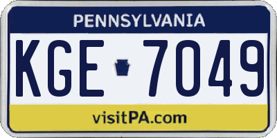 PA license plate KGE7049