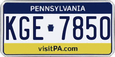 PA license plate KGE7850