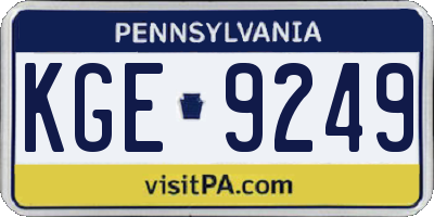 PA license plate KGE9249