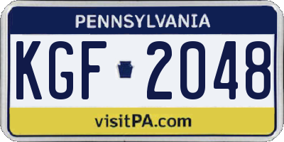 PA license plate KGF2048