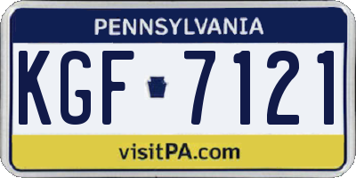 PA license plate KGF7121